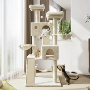 65.7" Large Cat Tree and Tower Condo for Indoor Cats with 2 Scratching Boards